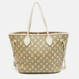 Louis Vuitton: Бежевая сумка  Neverfull MM