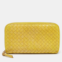 Bottega Veneta: Жёлтый кошелёк  Intrecciato