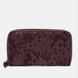 Bottega Veneta: Бордовый кошелёк  Intrecciato