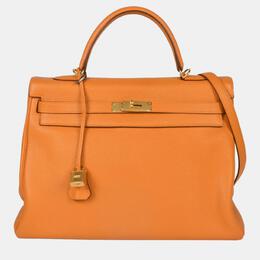 Hermes: Оранжевая сумка  Kelly 35