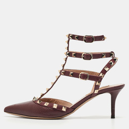 Valentino: Бордовые туфли Rockstud