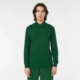 LACOSTE: Зелёное поло 