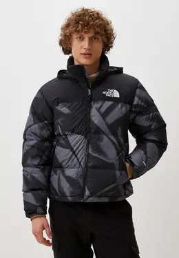 The North Face: Серый пуховик 