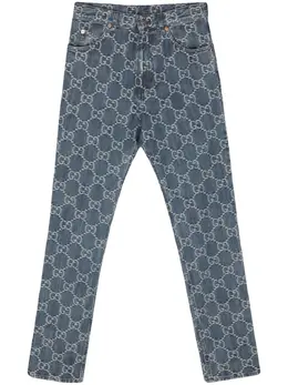Gucci: Жаккардовые джинсы  GG