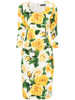 Dolce & Gabbana: Платье с растительным принтом 