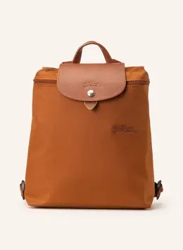 Longchamp: Зелёный рюкзак  Le Pliage Green