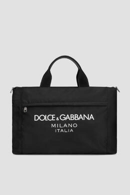 Dolce & Gabbana: Сумка  Nero Sicilia DNA с надписями