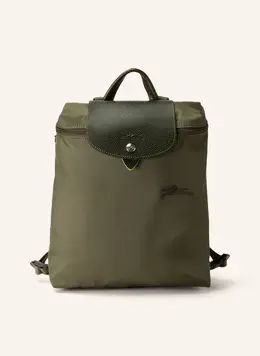 Longchamp: Зелёный рюкзак  Le Pliage Green