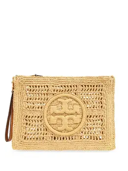 Tory Burch: Бежевый клатч  Ella