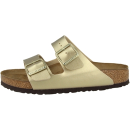 Birkenstock: Золотые сабо  Arizona Birko Flor