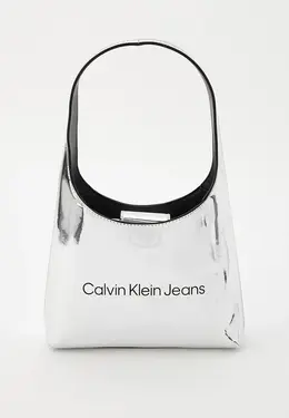 Calvin Klein Jeans: Серебристая сумка 