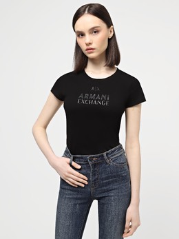 Armani Exchange: Чёрная футболка 