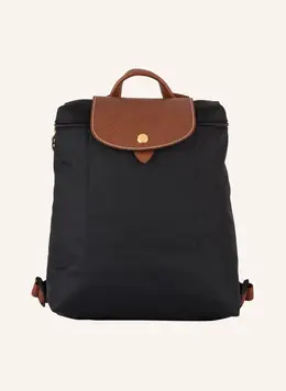 Longchamp: Чёрный рюкзак  Le Pliage