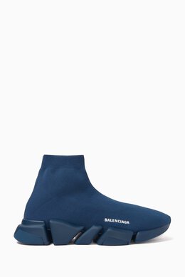 Balenciaga: Голубые кроссовки Speed.2