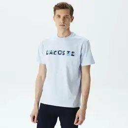 LACOSTE: Голубая футболка 