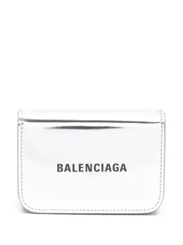 Balenciaga: Серебристый кошелёк 