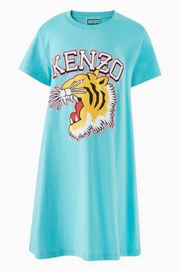 Kenzo: Платье Tiger Head с принтом