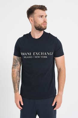 Armani Exchange: Синяя футболка 