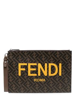 FENDI: Клатч FF с принтом