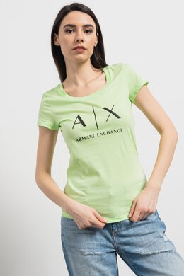 Armani Exchange: Зелёная футболка 