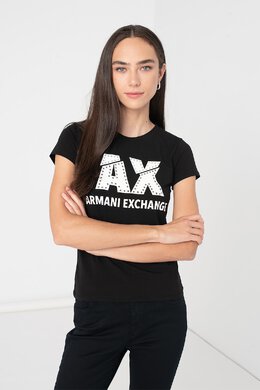 Armani Exchange: Чёрная футболка 