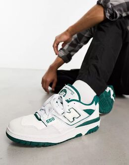 New Balance: Зелёные кроссовки  550