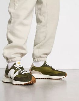 New Balance: Кроссовки 327 цвета хаки