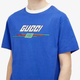 Gucci: Синяя футболка 