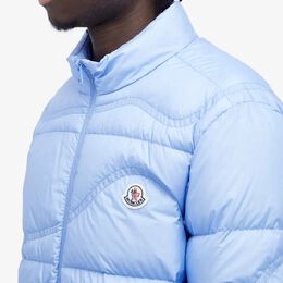 Moncler: Синий пуховик 