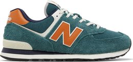 New Balance: Зелёные кроссовки  574