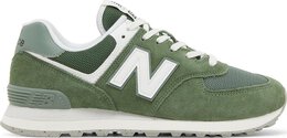 New Balance: Зелёные кроссовки  574