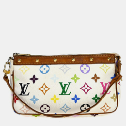 Louis Vuitton: Белый клатч Pochette Accessoires