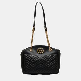 Gucci: Чёрная сумка GG Marmont