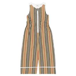 Burberry: Бежевый комбинезон Icon Stripe