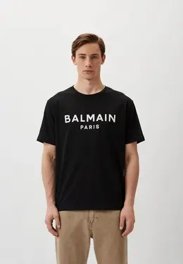 Balmain: Чёрная футболка