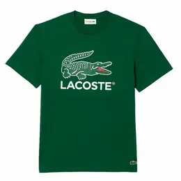 LACOSTE: Зелёная футболка 