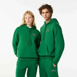 LACOSTE: Зелёная толстовка 