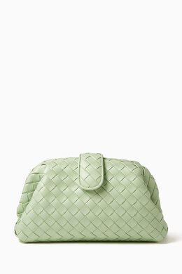 Bottega Veneta: Зелёный клатч Intrecciato