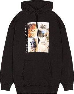 Balenciaga: Чёрная толстовка  I Love Cats