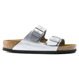 Birkenstock: Серебристые сандалии  Arizona Birko Flor