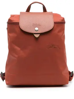 Longchamp: Зелёный рюкзак  Le Pliage Green