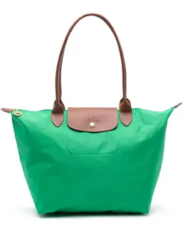 Longchamp: Зелёная сумка  Le Pliage Original