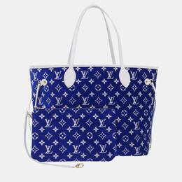 Louis Vuitton: Голубая сумка-шоппер  Neverfull MM