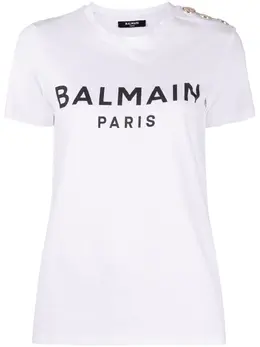 Balmain: Белая футболка 