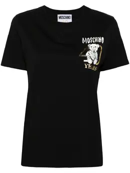 Moschino: Чёрная футболка Teddy Bear