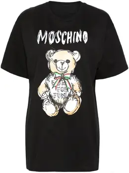 Moschino: Чёрная футболка Teddy Bear