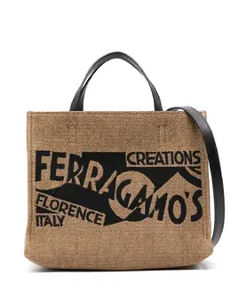 Ferragamo: Бежевая сумка-шоппер 
