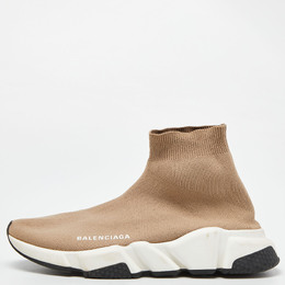 Balenciaga: Бежевые кроссовки Speed Trainer