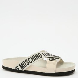 Love Moschino: Белые шлёпанцы 