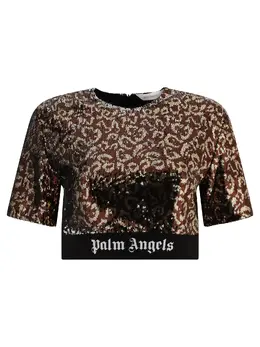 Palm Angels: Футболка с блёстками 